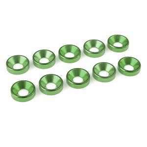 CORALLY ALUMINIUM WASHER FOR M5 FLAT HEAD SCREWS OD=12MM GREEN 10PCS
