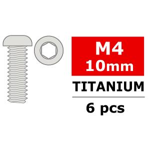 CORALLY TITANIUM SCREWS M4 X 10MM HEX BUTTON HEAD 6 PCS