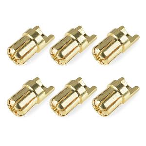 CORALLY BULLIT CONNECTOR 6.5MM MALE SOLID TYPE GOLD PLATED ULTRA LOW RESISTANCE WIRE STAIGHT 6PCS