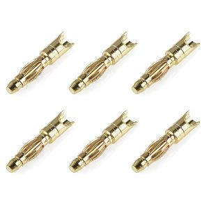 CORALLY BULLIT CONNECTOR 2.0MM MALE SPRING TYPE GOLD PLATED WIRE STAIGHT 6PCS