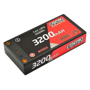 CENTRO 3200MAH 2S 7.4V 100C HARDCASE LP SHORTY LIPO BATTERY