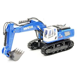 Huina 2.4G 11Ch Rc Excavator Blue W/Die Cast Bucket