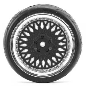 FASTRAX 1/10 STREET/TREAD TYRE CLASSIC BLACK/CHROME WHEEL