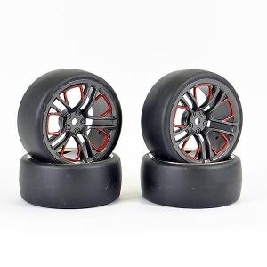 FASTRAX 1/10 (4) DRIFT D1 TYRE w/3MM 10-SPOKE WHEEL- GRAPHTE