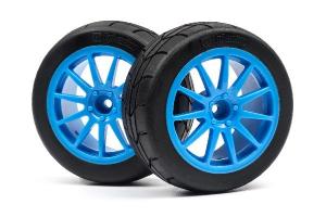 HPI Racing  MOUNTED GYMKHANA TIRE/SPEEDLINE CORSE TURINI WHEEL SET (CYAN/2PCS) 115155