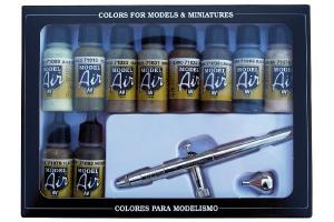 Model Air set camouflage colors 10x17ml + airbrush