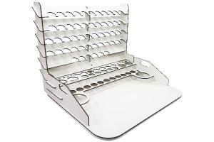 Paint display & work station with vertical storage