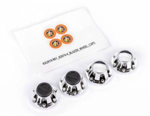 Traxxas Wheel Center Caps Chrome F&R (2+2) (Require Stub Axle #8255) TRX-4/6 TRX8164X