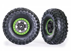 Traxxas Tires & Wheels Canyon Trail/TRX-4 Black 2.2 Green (2) TRX8181-GRN