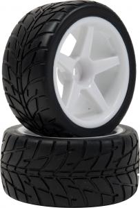 VTEC 1/10 Off-Road Buggy -Racing Slick- wheel pre-mounted - Street tire on white wheel (1 pair) Front
