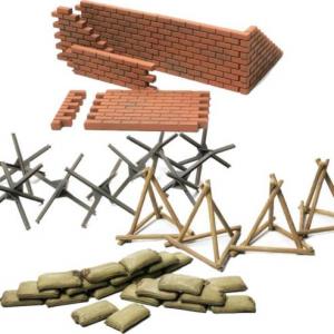Tamiya 1/48 Brick Wall, Sand Bag &Barricade Set dioraamatarvike