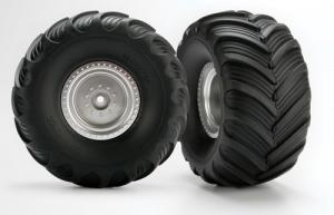 Traxxas Tires & Wheels Terra Groove/Satin Chrome 2.0/3.0" Truck (2) TRX3663