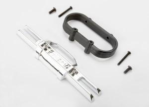 Traxxas Bumper, rear (chrome)/ bumper mount, rear/ 4x10mm BCS (2)/ 3 TRX5336A