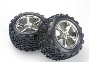 Traxxas Tires & Wheels Talon/Gemini Chrome (14mm) 3.8" (2) TRX5374