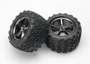 Traxxas Tires & Wheels Talon/Gemini Black Chrome (14mm) 3.8" (2) TRX5374A
