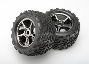 Traxxas Tires & Wheels Talon/Gemini Black Chrome (17mm) 3,8" TSM (2) TRX5374X