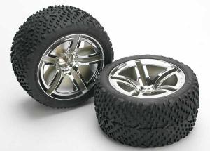 Traxxas Tires & Wheels Victory/Twin-Spoke (Nitro Rear) 2.8" (2) TRX5573