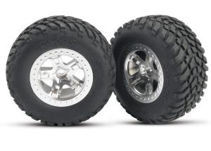 Traxxas Tires & Wheels SCT/SCT Satin Chrome 4WD/2WD Rear (2) TRX5873