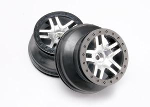 Traxxas Wheels SCT Split-Spoke Satin Chrome-Black 2WD Front (2) TRX5876