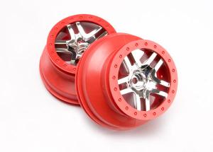 Traxxas Wheels SCT Split-Spoke Satin Chrome-Red 2WD Front (2) TRX5876A