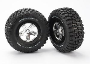 Traxxas Tires & wheels, assembled, glued (SCT satin chrome, black be TRX5878