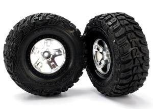 Traxxas Tires & wheels, assembled, glued (SCT satin chrome, beadlock TRX5881X