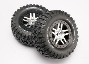 Traxxas Tires & Wheels Goodrich/S-Spoke Chr. -Black 4WD/2WD Rear TSM TRX6873