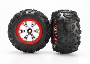 Traxxas Tires & Wheels Canyon AT/Geode Chrome-Red 2.2" 1/16 (2) TRX7272