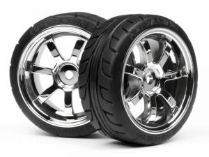 HPI Racing  Mounted T-Grip Tire 26mm Rays 57S-Pro Wheel Chrome 4738