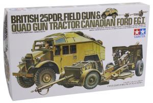Tamiya 1/35 British 25 Pdr. Gun & Quad Tractor pienoismalli