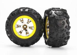 Traxxas Tires & Wheels Canyon AT/Geode Chrome-Yellow 2.2" 1/16 (2) TRX7276