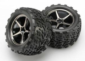 Traxxas Tires & Wheels Talon/Gemini Black Chrome 2.2" 1/16 (2) TRX7174A