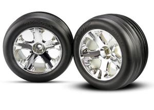 Traxxas Tires & Wheels Ribbed/All-Star Chrome 2,8" Front  (2) TRX3771