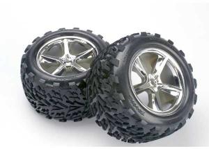 Traxxas Tires & Wheels Talon/Gemini Chrome (14mm) 3.8" (2) TRX5374