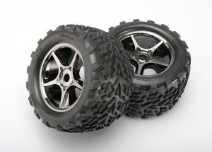 Traxxas Tires & Wheels Talon/Gemini Black Chrome (17mm) 3,8" TSM (2) TRX5374X