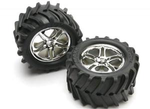 Traxxas Tires & Wheels Maxx Chevron/SS Chrome (14mm) 3.8" (2) TRX5173