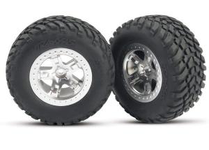 Traxxas Tires & Wheels SCT/SCT Satin Chrome 4WD/2WD Rear (2) TRX5873