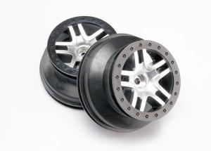 Traxxas Wheels SCT Split-Spoke Satin Chrome-Black 2WD Front (2) TRX5876