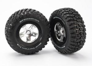 Traxxas Tires & wheels, assembled, glued (SCT satin chrome, black be TRX5878