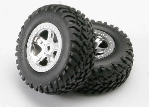 Traxxas Tires & Wheels SCT/SCT Satin Chrome (14mm) (2) TRX5973