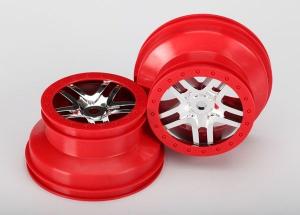 Traxxas Wheels SCT Split-Spoke Chrome-Red (14mm) 2.2/3.0" (2) TRX5974A