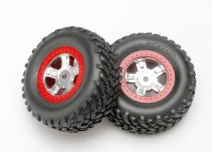 Traxxas Tires & Wheels SCT/SCT-Red Chrome 1/16 (2) TRX7073A
