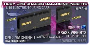 Hudy LiPo Chassis Balancing Weights 12g - Low CG (2) 293090