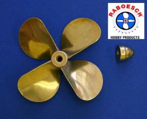 Brass Prop 4-Blade Left 3-3/8'' dia