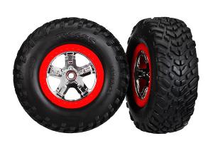 Traxxas Tires & Wheels SCT/SCT Chrome-Red 2WD Front (2) TRX5888