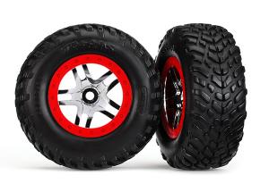 Traxxas Tires & Wheels SCT/S-Spoke Chrome-Red 4WD/2WD Rear TSM (2) TRX6891