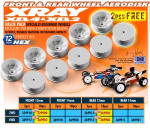 Xray  Rear Wheels Aerodisk 4WD/2WD 12mm Hex (10) 369903
