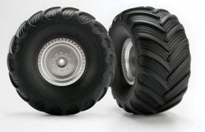 Traxxas Tires & Wheels Terra Groove/Satin Chrome 2.0/3.0" Truck (2) TRX3663