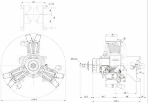 FG-19R3 19cc 4-stroke 3-cyl Radical Gasoline Engine