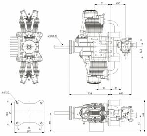 FG-61TS 61cc 4-strokeTwin Gasoline Engine